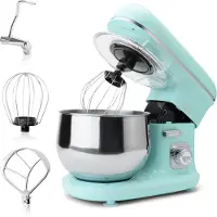 Clatronic Robot de cuisine 1100W | Pétrin 5L | Crochets pétrisseurs, batteurs et fouets inclus | Engrenage spécial robuste | Pâteuse KM 3711 menthe