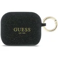 GUESS Étui en silicone avec paillettes et anneau pour AirPods Pro 3 - noir