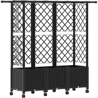 vidaXL Jardinière surélevée avec treillis et toit, noir, 163,5 x 40 x 142 cm, PP