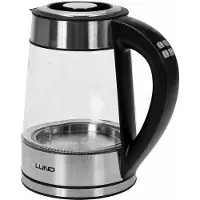 LUND Bouilloire LED avec contrôle de la température - Affichage LED - Panneau de contrôle dans la poignée - Fonction maintien au chaud - Filtre - 1,7L - 2200W - 68173 - verre - argenté