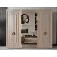 AEA Armoire beige, style moderne, cadre en bois, façade avec miroir, neuve