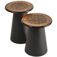 Xl Moebel Gmbh Table basse moderne pour salon, noire et marron, de forme ronde, pratique et confortable