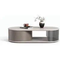 Xl Moebel Gmbh Table basse moderne aux lignes ovales élégantes et au design transparent