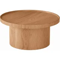 AEA Ensemble de tables basses, couleur marron, style moderne, plateau en bois, pieds en bois, rondes, neuves