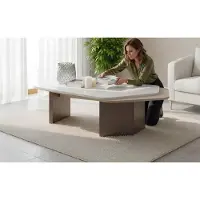 AEA Table basse de style moderne, couleur marron clair, surface en bois, pieds en bois, neuve