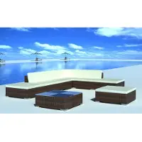 Prolenta Maison Exclusive - Ensemble salon de jardin 8 pièces avec coussins en polyrotin brun
