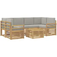 vidaXL Ensemble de canapés d'extérieur , 7 pièces, polyester blanc et gris clair