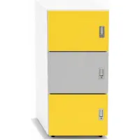 Xl Moebel Gmbh Armoire de rangement tendance aux portes colorées, en jaune et gris