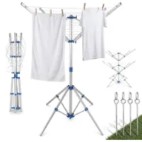 Monzana Séchoir à linge parapluie pliant 4 bras 4 pieds aluminium