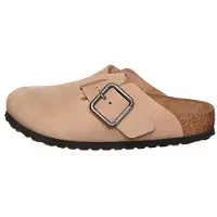 Birkenstock pour homme. 1031573 Sandales en cuir Boston Wire Buckle (Ajustement Étroit) sable (42), Beige, Plat, Nubuck, Boucle, Casuel