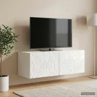 Prolenta Meuble TV mural exclusif, dimensions 78,5 x 31 cm, finition blanche laquée