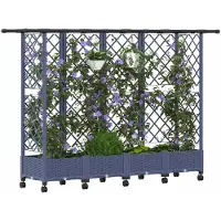 vidaXL Jardinière surélevée avec treillis et toit, gris, 202,5 x 40 x 127 cm, PP