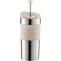 Bodum Mug à piston en inox double paroi Travel Press 0,35 L Blanc crème