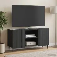 Prolenta Meuble TV exclusif - Dimensions : 102 x 34,5 x 52 cm - Couleur : Noir - Matériau : Bois composite