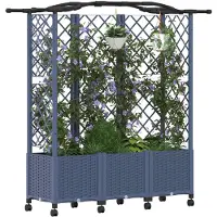 vidaXL Jardinière surélevée avec treillis et toit, gris, 163 x 40 x 144 cm, PP