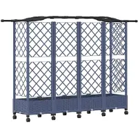 vidaXL Jardinière surélevée avec treillis et toit gris, 203,5 x 40 x 129 cm, en polypropylène