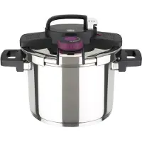 GSW Casserole à pression – Induction – – Easy Click – 6 litres – Ø 22 cm – Acier inoxydable 18/10 massif