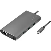 Logilink LogiLinkUA0383 Hub multifonction USB 3.2, 10 ports, USB-C, argent