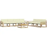 vidaXL Ensemble de salon de jardin 8 pièces, blanc et crème