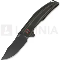 Reate Couteau pliant Jack Jr., Black Aluminum/Red Collar, Black DLC