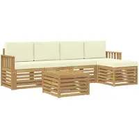 vidaXL Ensemble de canapés d'extérieur , 6 pièces, blanc et crème, 59 x 59 x 37 cm