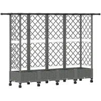vidaXL Jardinière surélevée avec treillis et toit, gris clair, 202,5 x 40 x 127 cm