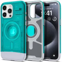 Spigen Classic C1 MagFit (Apple iPhone 15 Pro), Coque pour téléphone portable, Bleu