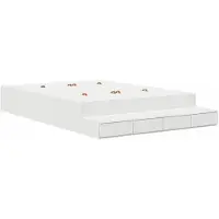 vidaXL Cadre de lit de rangement avec mémoire Blanc 150 cm Bois composite