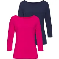 LASCANA T-shirt bleu marine / rose
