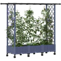 vidaXL Jardinière surélevée avec treillis et toit gris, 164 x 40 x 127 cm, en polypropylène
