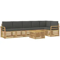 vidaXL Ensemble de salon de jardin , 7 pièces, blanc et anthracite, en polyester