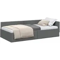 vidaXL Structure de lit d'angle , gris foncé, 100 x 203 cm, tissu