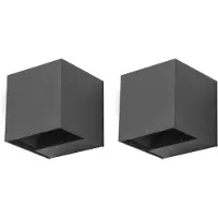 Forlight (Lot de 2) Applique extérieure LED C4 Rex - 6,6 W, lumière blanc neutre, 350 lm, indice de protection IP54, couleur grise