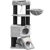 Songmics Arbre à chat plus grand, 141cm, colonne épaisse, stable, anti-basculement noir