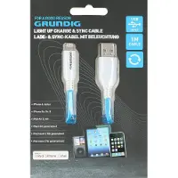 Grundig Câble de chargement et de synchronisation - USB-A vers Lightning - Compatible avec iPhone et iPad - Blanc/Bleu