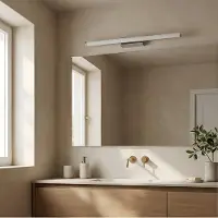 LEDS-C4 Applique murale LED C4 pour salle de bain, modèle "Slim", Bad-Wandleuchte - 25 W, lumière blanc chaud, 1777 lumens, indice de protection IP44, couleur argent