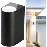 Lunartec Applique murale arrondie double faisceau up & down culot GU10 - noir