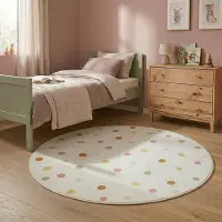 Little Olly Tapis rond lavable pour enfant - Evi Confetti Multicolore | Ø 140 cm | Rond |