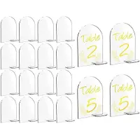 Typecat 20 Packs 6X4 Pouces Signes de Chiffres Acryliques Vierges avec Support Signe de RéCeption de Mariage Diy Arch Signes de Support en Acrylique