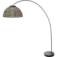 Mexlite Lampadaire - noir - Solva - bambou métal - lampe arquée - E27 - 4467ZW -