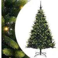vidaXL Arbre de Noël Artificiel Hinge 300 LEDs Vert 210 cm PVC et PE