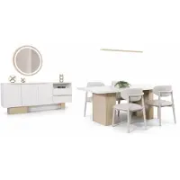 Xl Moebel Gmbh Ensemble de salle à manger blanc : table de salle à manger élégante, buffet raffiné et 4 chaises