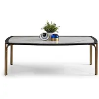 AEA Table basse design de style Japandi, blanche, moderne et élégante.