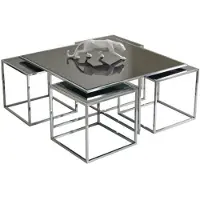 Xl Moebel Gmbh Table basse de luxe moderne pour salon, argentée, neuve, élégante et raffinée, en métal
