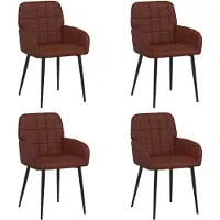 vidaXL - 4 chaises de salle à manger, similicuir, marron brillant