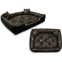 AIO Factory Panier pour chien, parc à jeux, 130 x 105 cm, imperméable, motif os dorés
