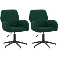 vidaXL - 2 chaises de bureau, 54 x 55 x 90 cm, vert foncé, revêtues en velours