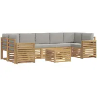 vidaXL Ensemble de canapés d'extérieur , 8 pièces, polyester blanc et gris clair