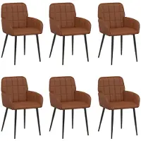 vidaXL - 6 chaises de salle à manger, similicuir, marron, 56,5 x 50 x 86 cm