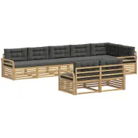vidaXL Ensemble de salon de jardin 8 pièces, blanc et anthracite, en polyester